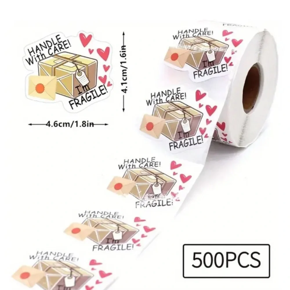 Handle With Care Fragile Stickers 500 per roll